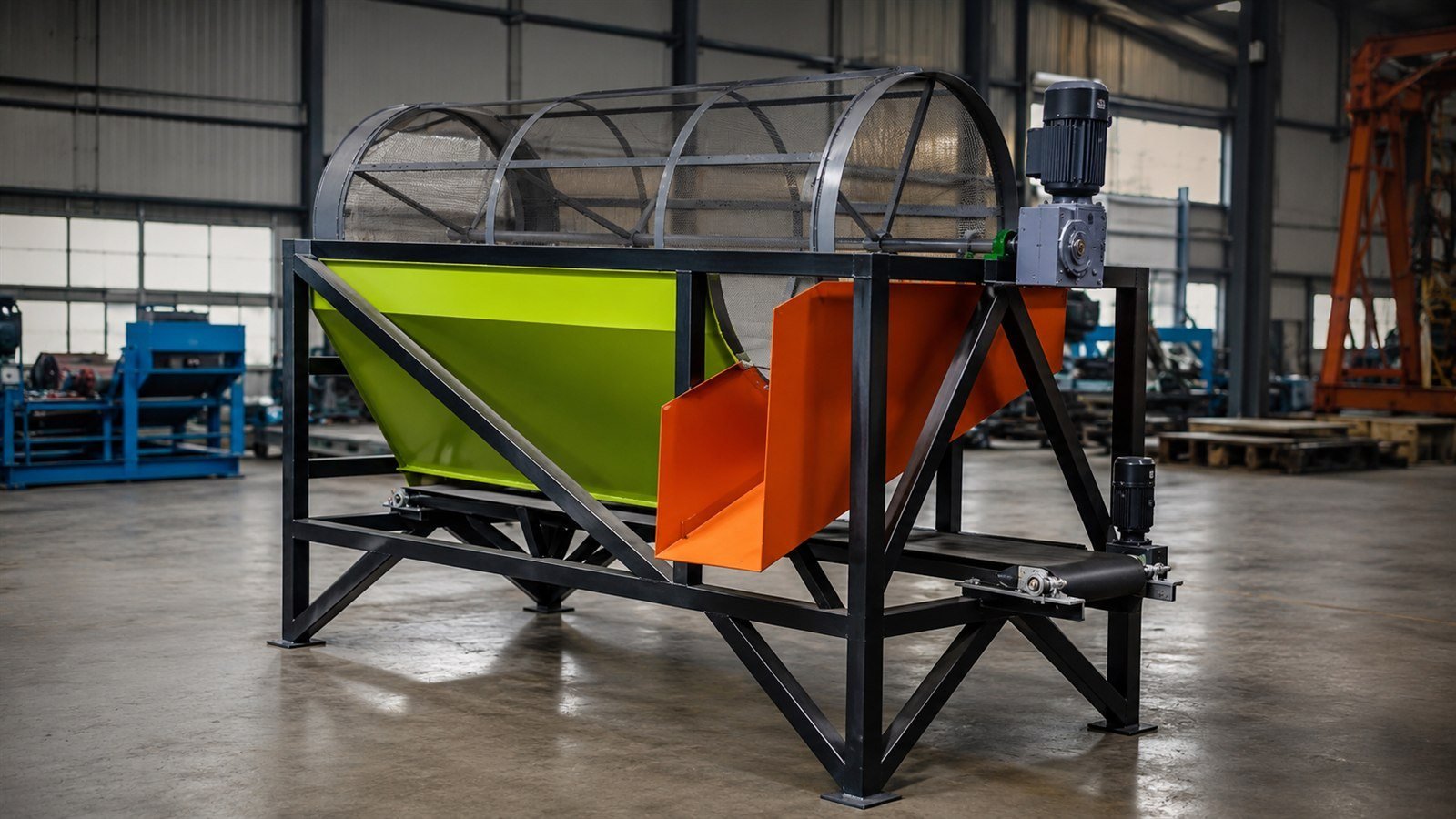 Maquinaria industrial verde y naranja fabricada por ING-MC